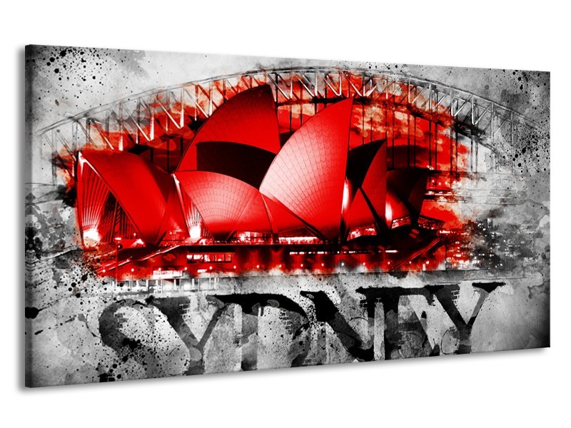 Canvas Schilderij Sydney, Steden | Rood, Zwart, Grijs | 190x100cm 1Luik