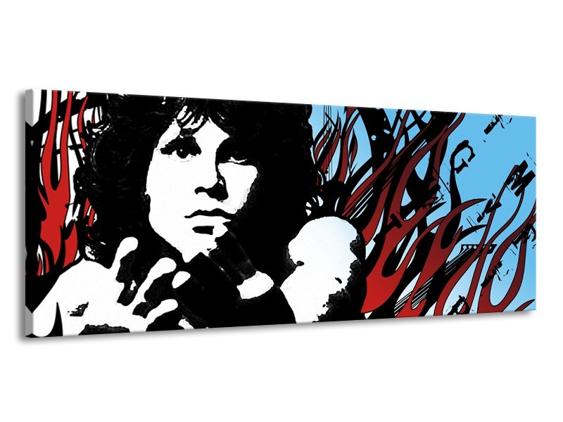 Canvas Schilderij Popart | Zwart, Rood, Blauw | 145x58cm 1Luik