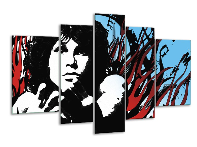 Canvas Schilderij Popart | Zwart, Rood, Blauw | 170x100cm 5Luik