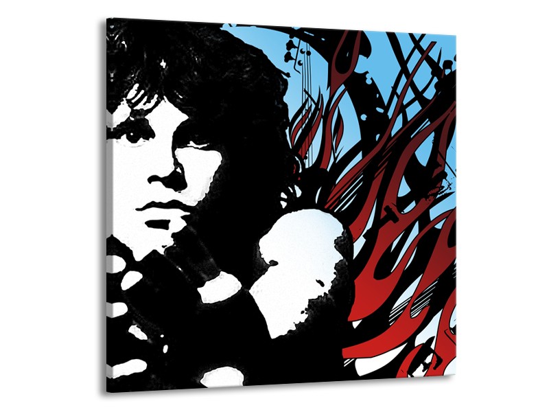 Canvas Schilderij Popart | Zwart, Rood, Blauw | 70x70cm 1Luik