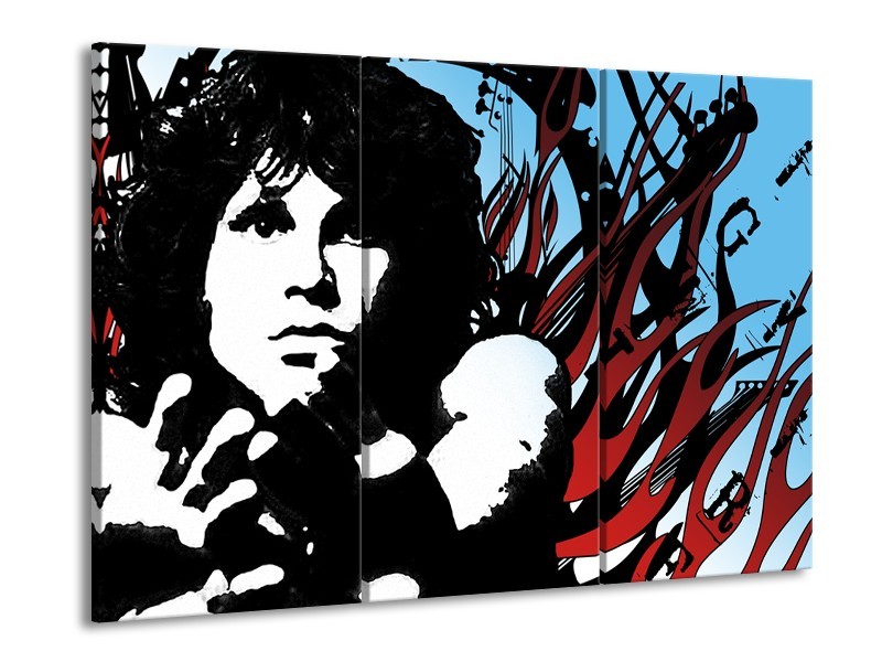 Canvas Schilderij Popart | Zwart, Rood, Blauw | 60x90cm 3Luik