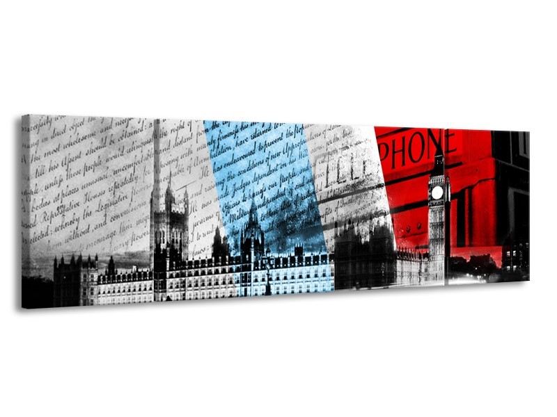 Glasschilderij Engeland, London | Zwart, Blauw, Rood | 170x50cm 3Luik