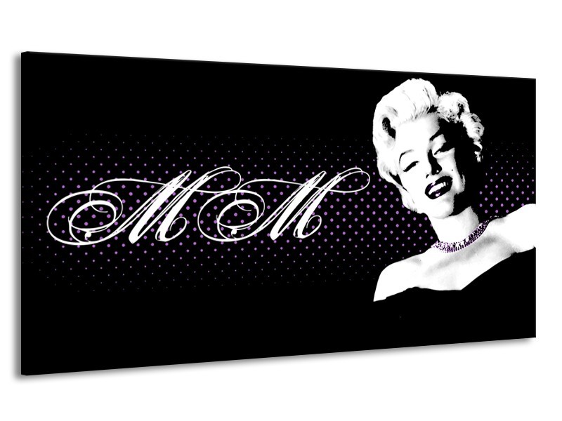 Canvas Schilderij Marilyn Monroe | Zwart, Wit, Paars | 170x90cm 1Luik