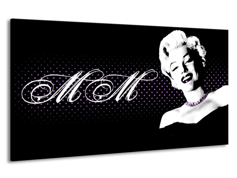 Canvas Schilderij Marilyn Monroe | Zwart, Wit, Paars | 190x100cm 1Luik