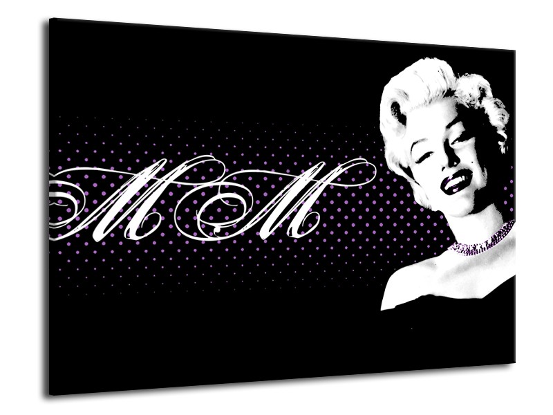 Glasschilderij Marilyn Monroe | Zwart, Wit, Paars | 70x50cm 1Luik