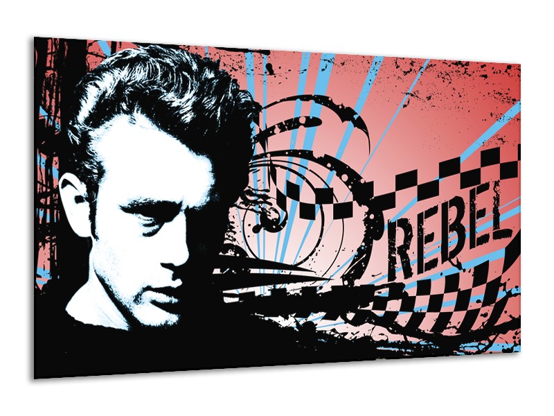 Canvas Schilderij Popart | Zwart, Wit, Blauw | 120x70cm 1Luik