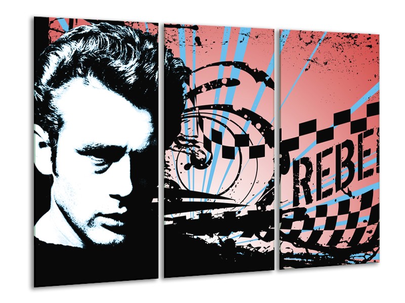 Canvas Schilderij Popart | Zwart, Wit, Blauw | 120x80cm 3Luik