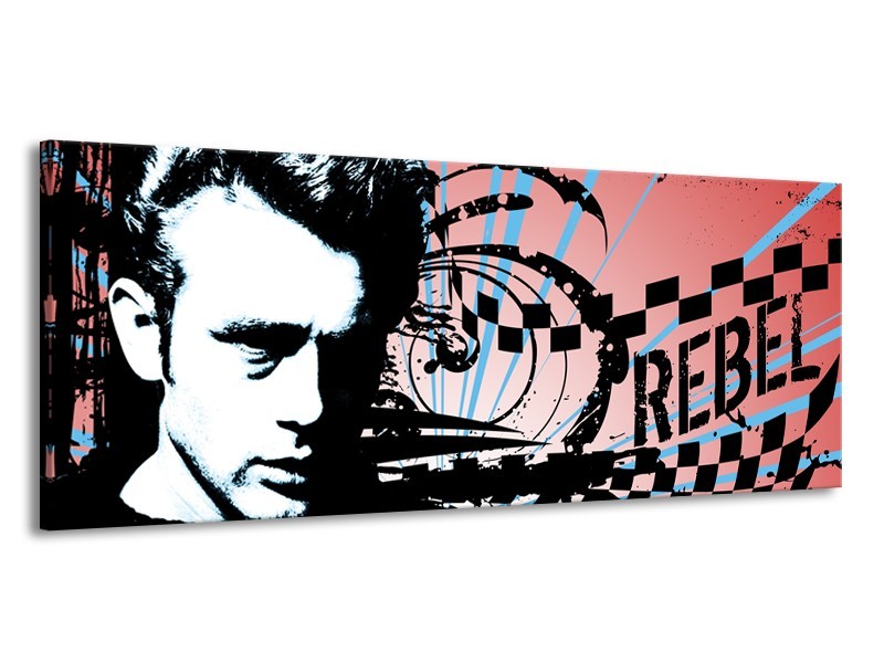 Glasschilderij Popart | Zwart, Wit, Blauw | 145x58cm 1Luik