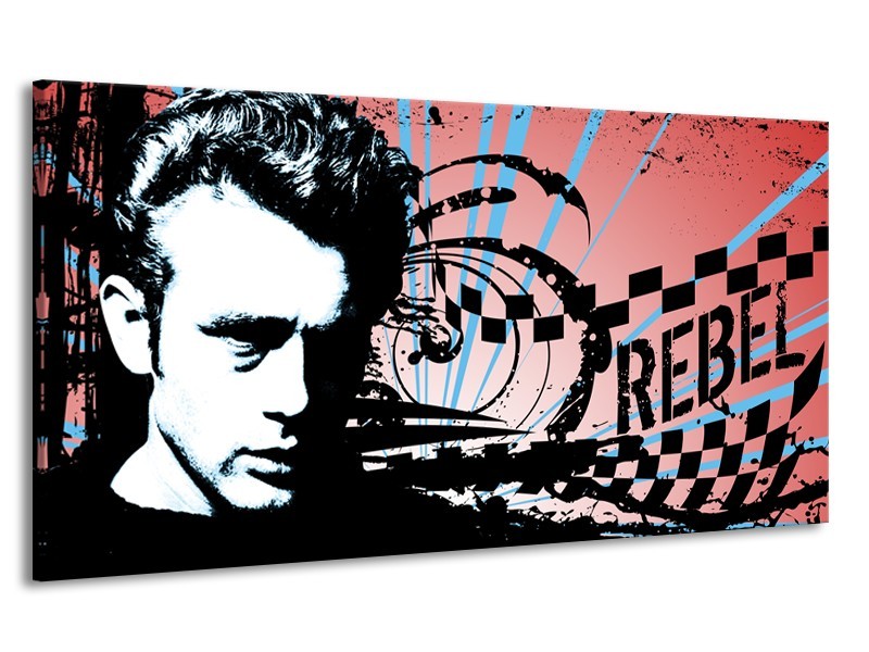 Canvas Schilderij Popart | Zwart, Wit, Blauw | 170x90cm 1Luik