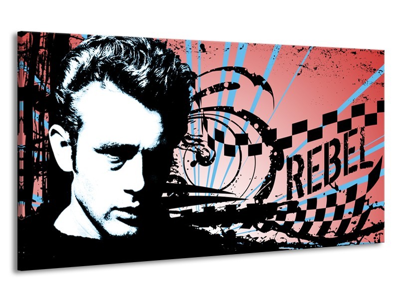 Canvas Schilderij Popart | Zwart, Wit, Blauw | 190x100cm 1Luik