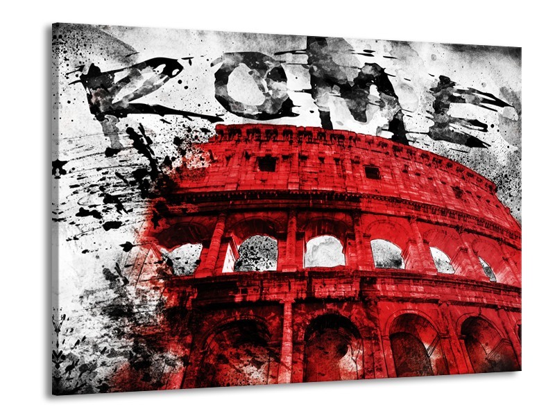 Canvas Schilderij Italie, Rome | Rood, Zwart, Wit | 100x70cm 1Luik