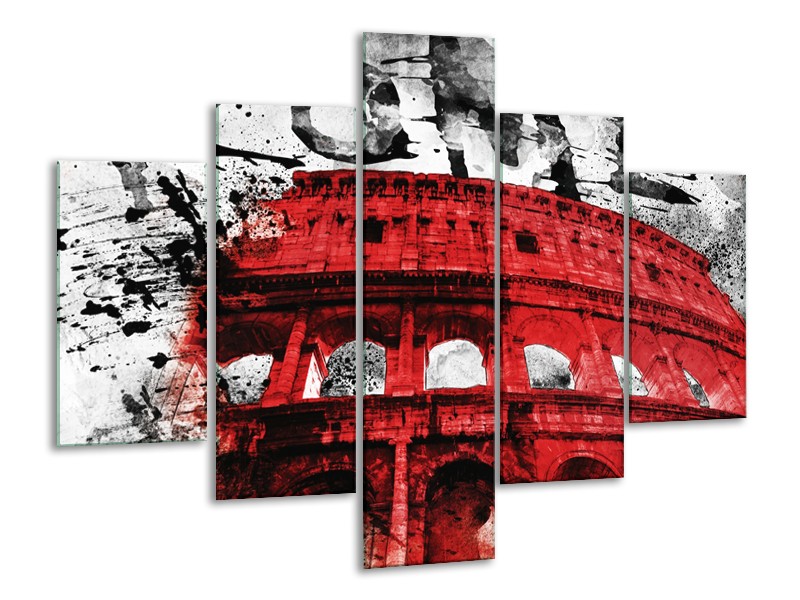 Canvas Schilderij Italie, Rome | Rood, Zwart, Wit | 100x70cm 5Luik