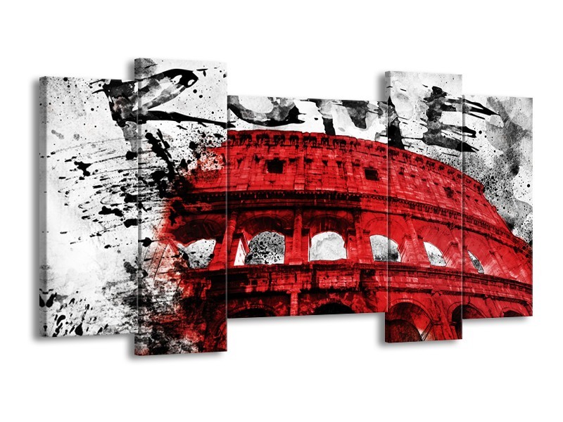 Canvas Schilderij Italie, Rome | Rood, Zwart, Wit | 120x65cm 5Luik