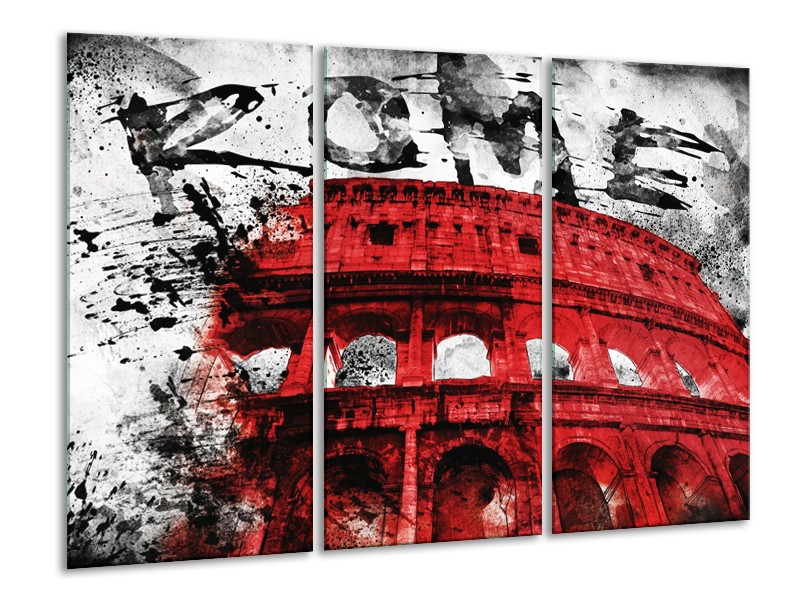 Glasschilderij Italie, Rome | Rood, Zwart, Wit | 120x80cm 3Luik