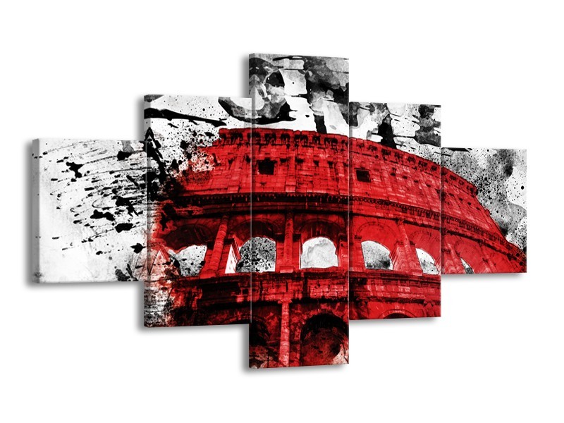 Canvas Schilderij Italie, Rome | Rood, Zwart, Wit | 125x70cm 5Luik