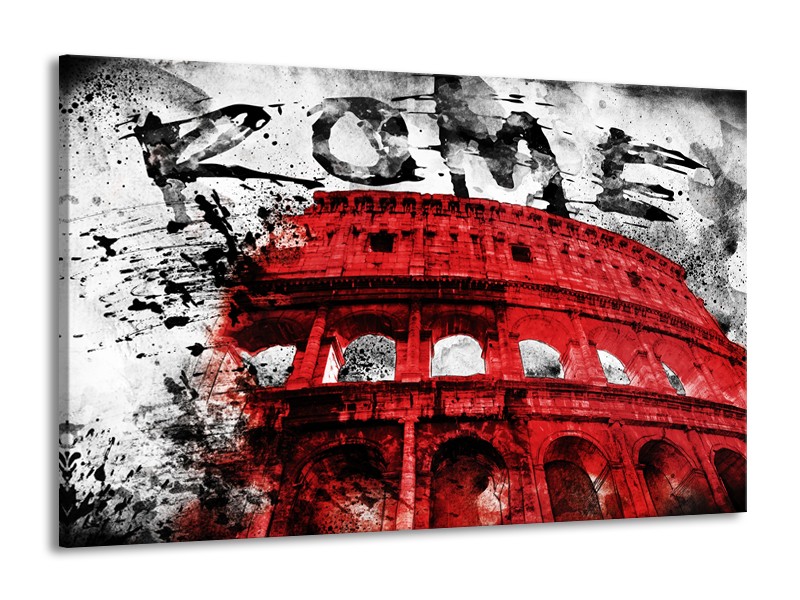 Canvas Schilderij Italie, Rome | Rood, Zwart, Wit | 140x90cm 1Luik