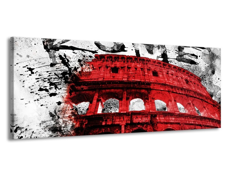 Canvas Schilderij Italie, Rome | Rood, Zwart, Wit | 145x58cm 1Luik