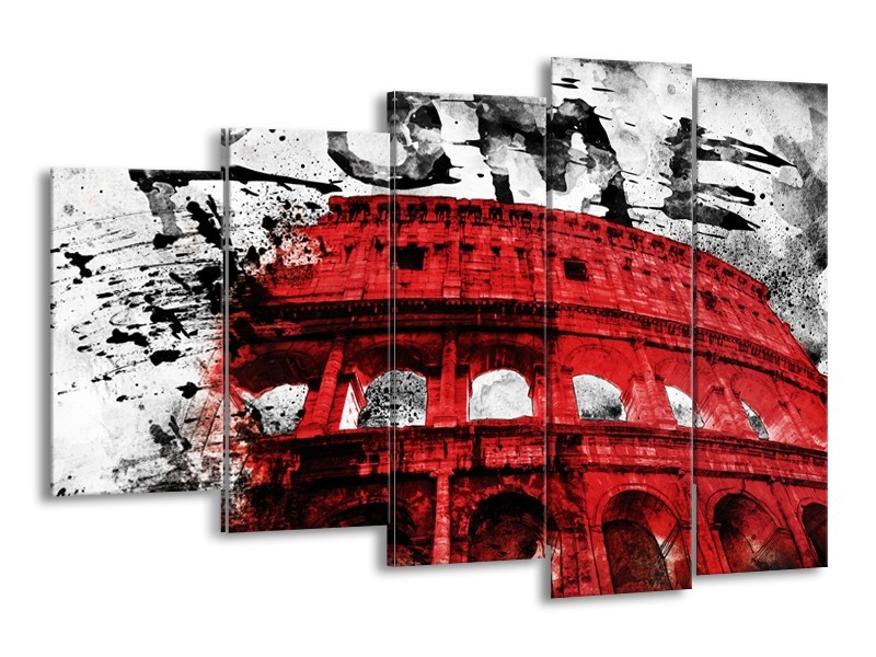 Canvas Schilderij Italie, Rome | Rood, Zwart, Wit | 150x100cm 5Luik