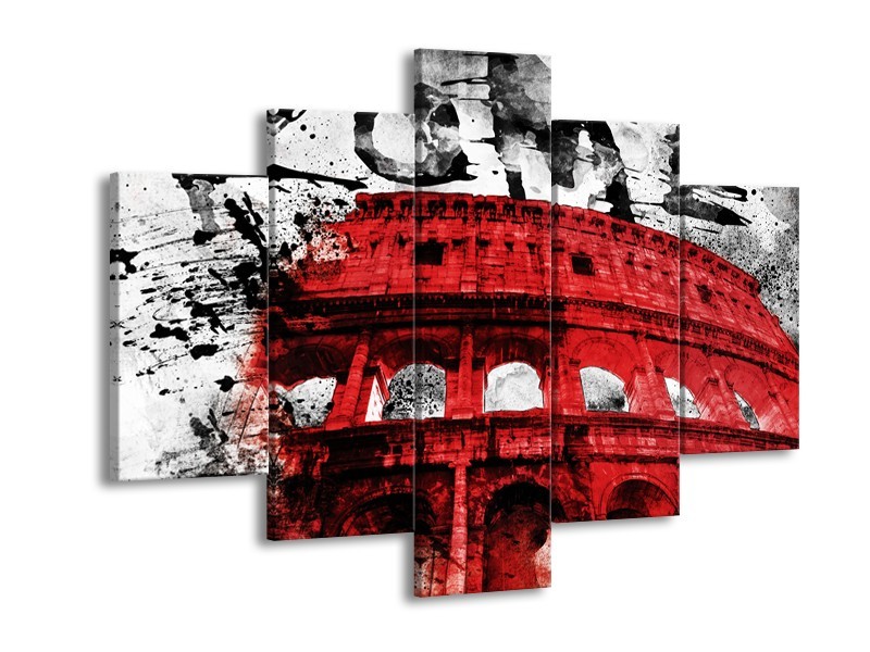 Canvas Schilderij Italie, Rome | Rood, Zwart, Wit | 150x105cm 5Luik