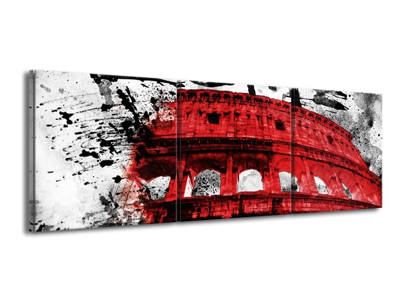 Canvas Schilderij Italie, Rome | Rood, Zwart, Wit | 150x50cm 3Luik