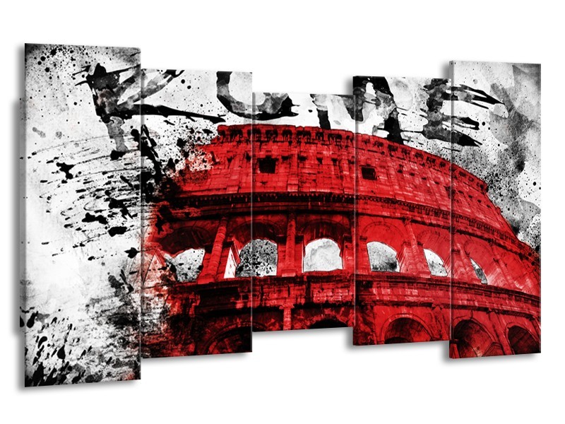 Canvas Schilderij Italie, Rome | Rood, Zwart, Wit | 150x80cm 5Luik