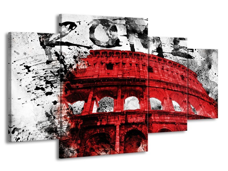 Canvas Schilderij Italie, Rome | Rood, Zwart, Wit | 160x90cm 4Luik