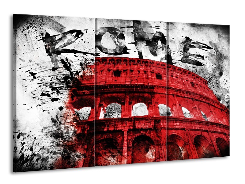 Glasschilderij Italie, Rome | Rood, Zwart, Wit | 165x100cm 3Luik