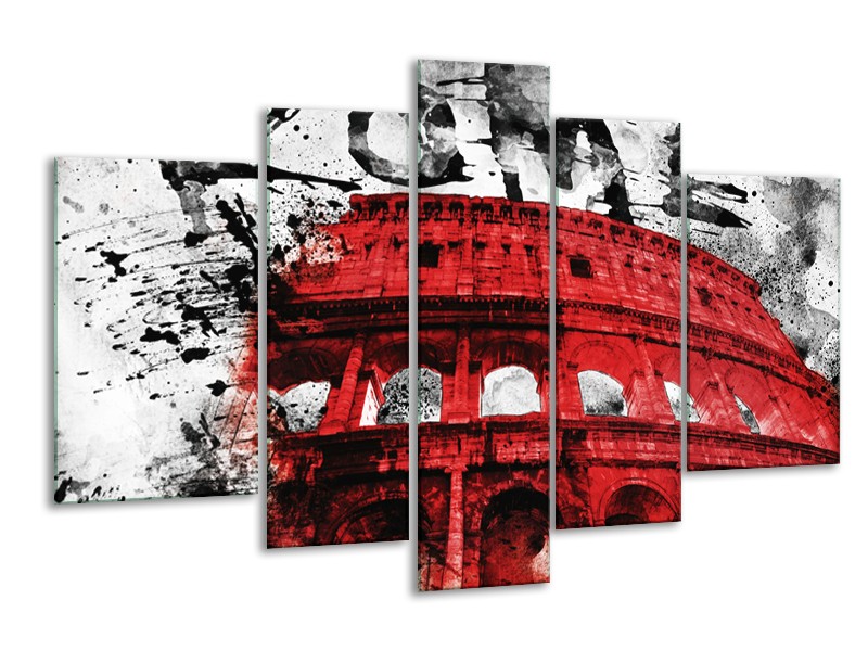 Canvas Schilderij Italie, Rome | Rood, Zwart, Wit | 170x100cm 5Luik