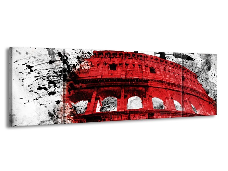 Canvas Schilderij Italie, Rome | Rood, Zwart, Wit | 170x50cm 3Luik