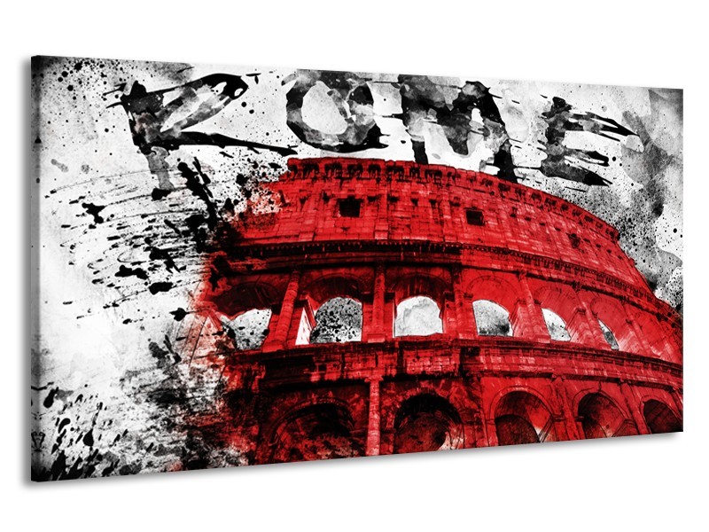 Canvas Schilderij Italie, Rome | Rood, Zwart, Wit | 190x100cm 1Luik