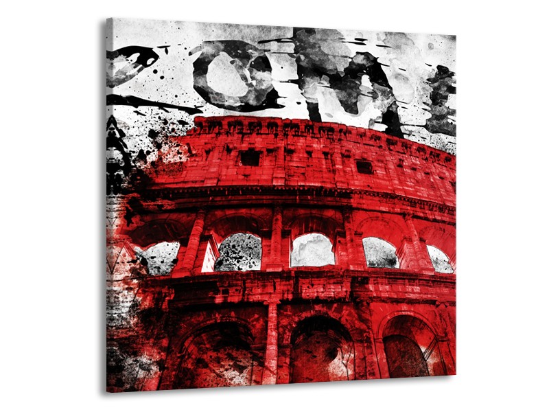 Canvas Schilderij Italie, Rome | Rood, Zwart, Wit | 50x50cm 1Luik