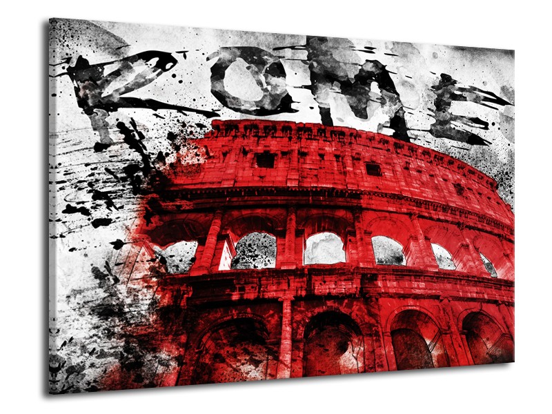 Canvas Schilderij Italie, Rome | Rood, Zwart, Wit | 70x50cm 1Luik