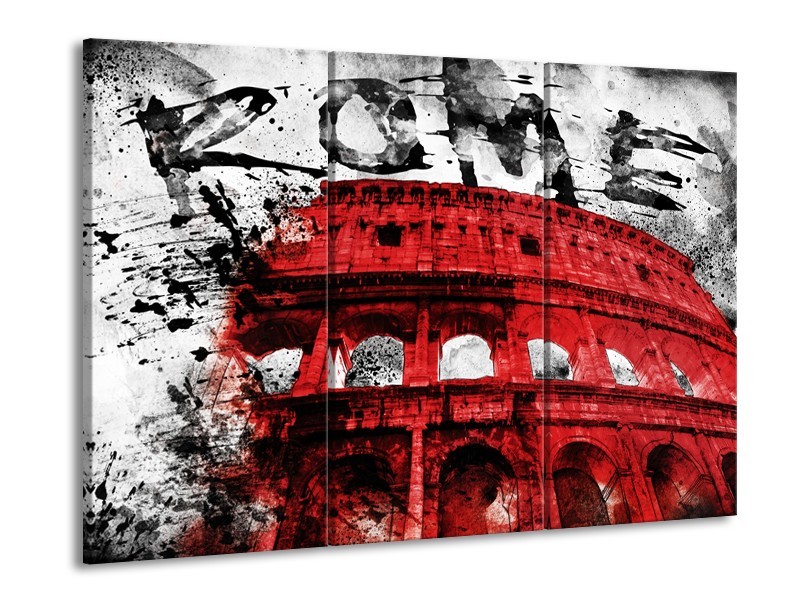 Glasschilderij Italie, Rome | Rood, Zwart, Wit | 60x90cm 3Luik