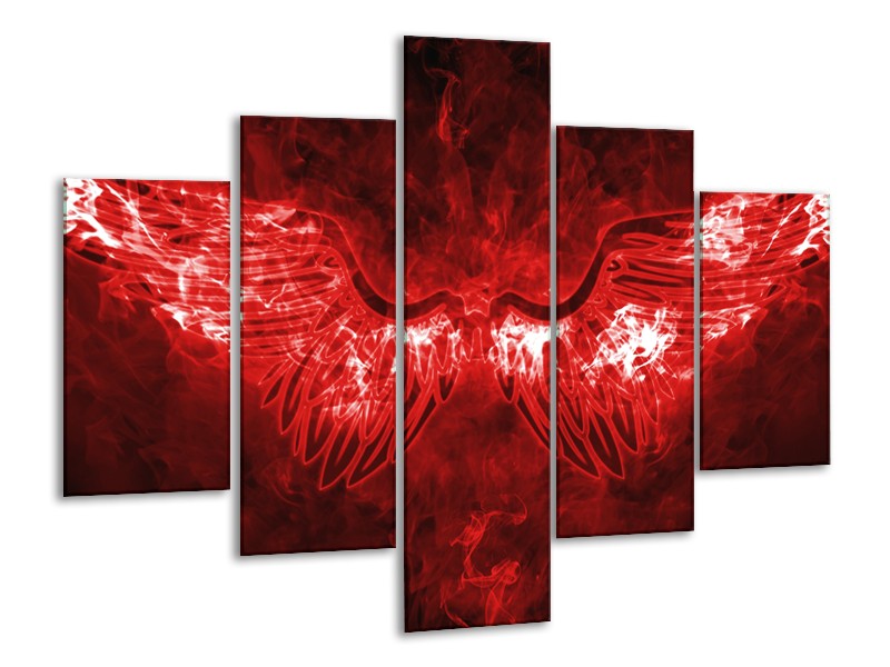 Glasschilderij Engel, Vuur | Rood, Wit, | 100x70cm 5Luik