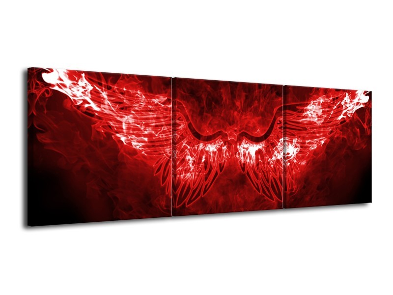 Glasschilderij Engel, Vuur | Rood, Wit, | 120x40cm 3Luik