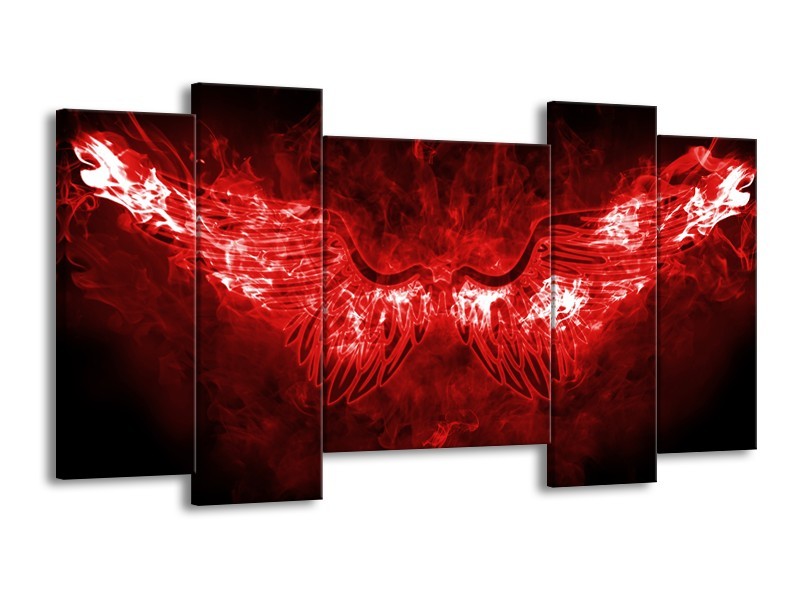 Glasschilderij Engel, Vuur | Rood, Wit, | 120x65cm 5Luik