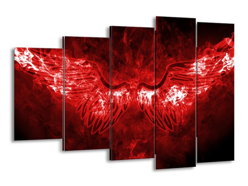 Glasschilderij Engel, Vuur | Rood, Wit, | 150x100cm 5Luik