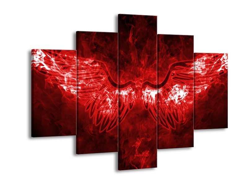 Canvas Schilderij Engel, Vuur | Rood, Wit | 150x105cm 5Luik