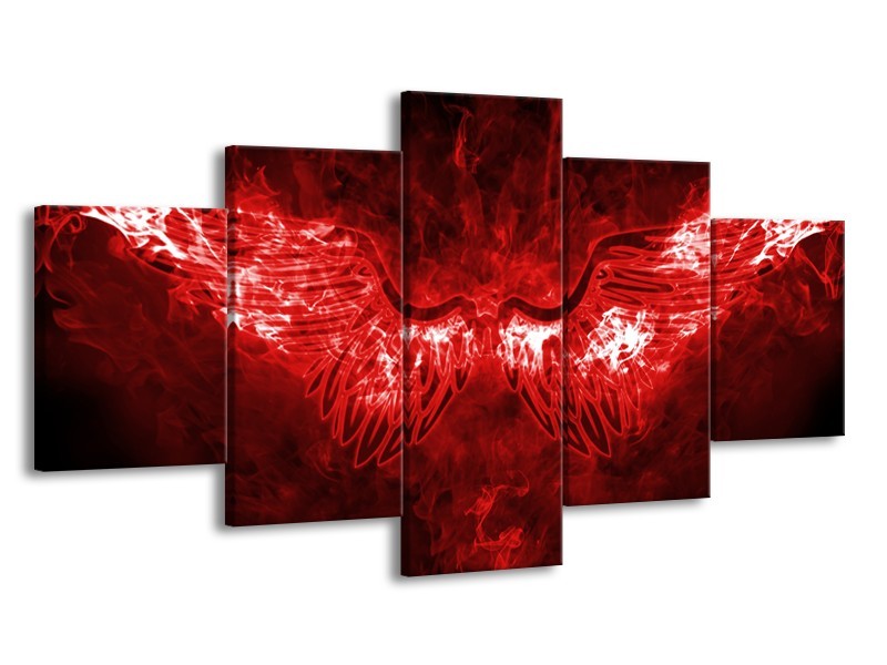 Glasschilderij Engel, Vuur | Rood, Wit, | 150x80cm 5Luik