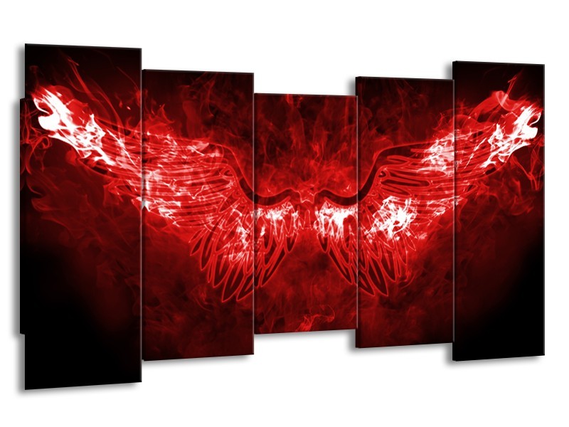 Glasschilderij Engel, Vuur | Rood, Wit, | 150x80cm 5Luik