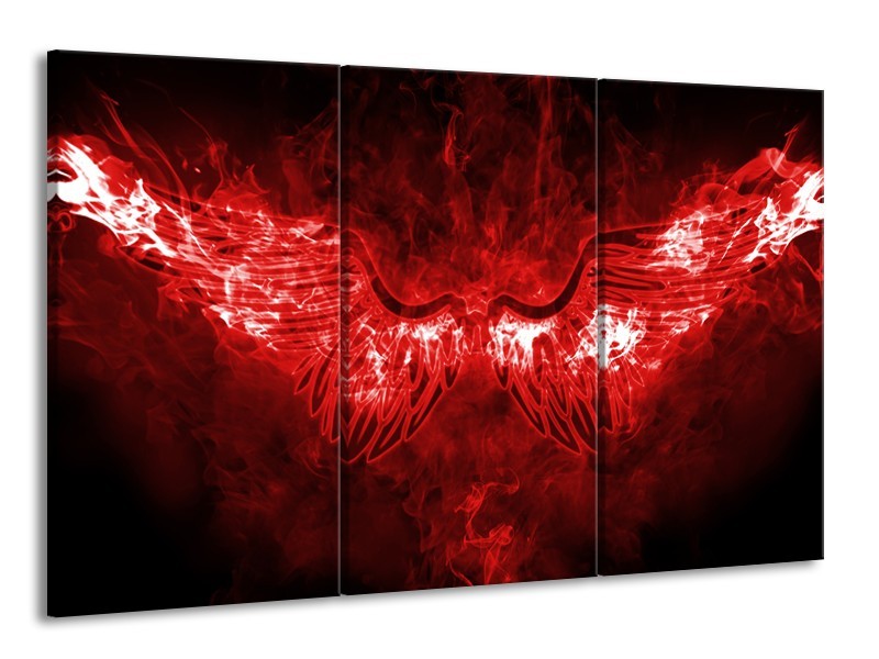 Canvas Schilderij Engel, Vuur | Rood, Wit | 165x100cm 3Luik