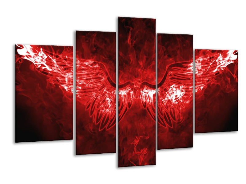 Glasschilderij Engel, Vuur | Rood, Wit, | 170x100cm 5Luik