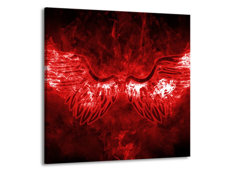 Canvas Schilderij Engel, Vuur | Rood, Wit | 70x70cm 1Luik