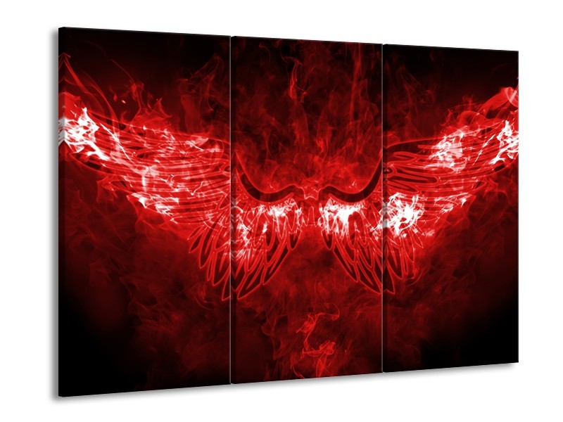 Glasschilderij Engel, Vuur | Rood, Wit, | 60x90cm 3Luik