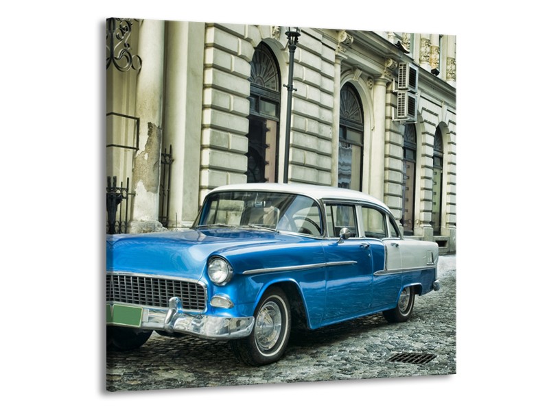 Canvas Schilderij Oldtimer, Auto | Blauw, Groen, Grijs | 50x50cm 1Luik