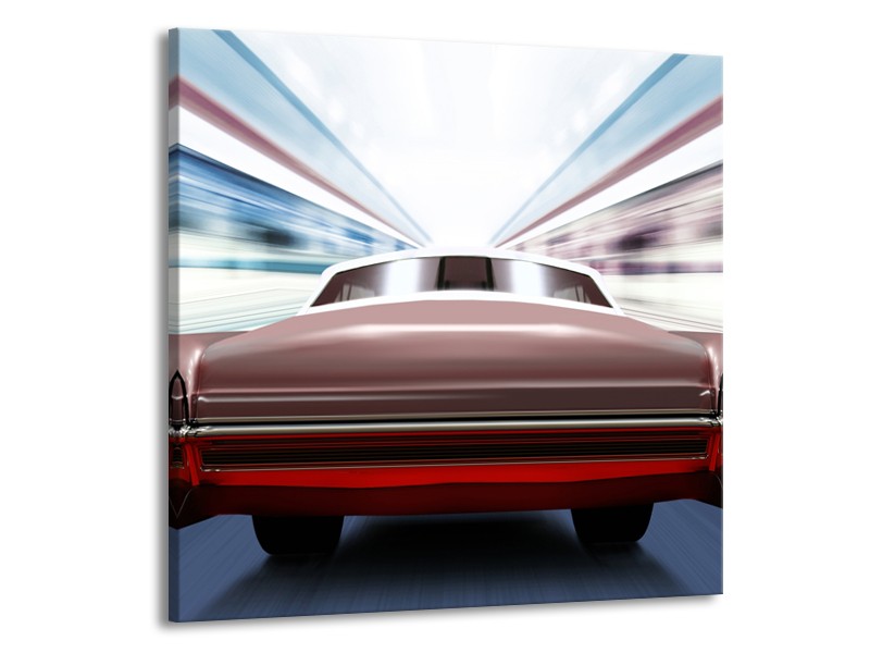 Canvas Schilderij Oldtimer, Auto | Rood, Bruin, Grijs | 70x70cm 1Luik