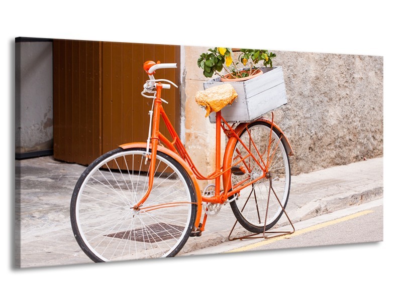 Canvas Schilderij Fiets | Oranje, Geel, Bruin | 170x90cm 1Luik