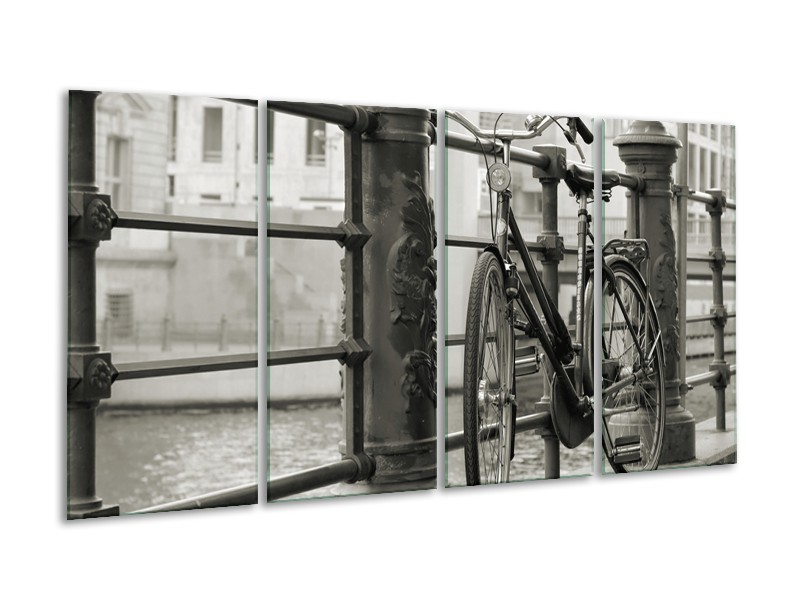 Glasschilderij Fiets | Grijs, Zwart | 160x80cm 4Luik