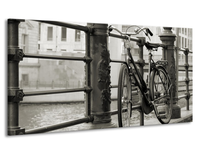 Canvas Schilderij Fiets | Grijs, Zwart | 170x90cm 1Luik