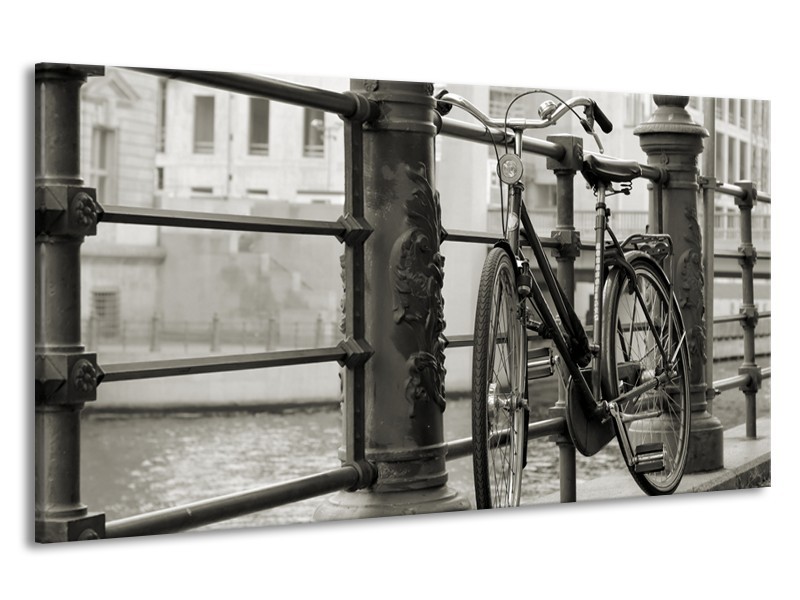 Canvas Schilderij Fiets | Grijs, Zwart | 190x100cm 1Luik